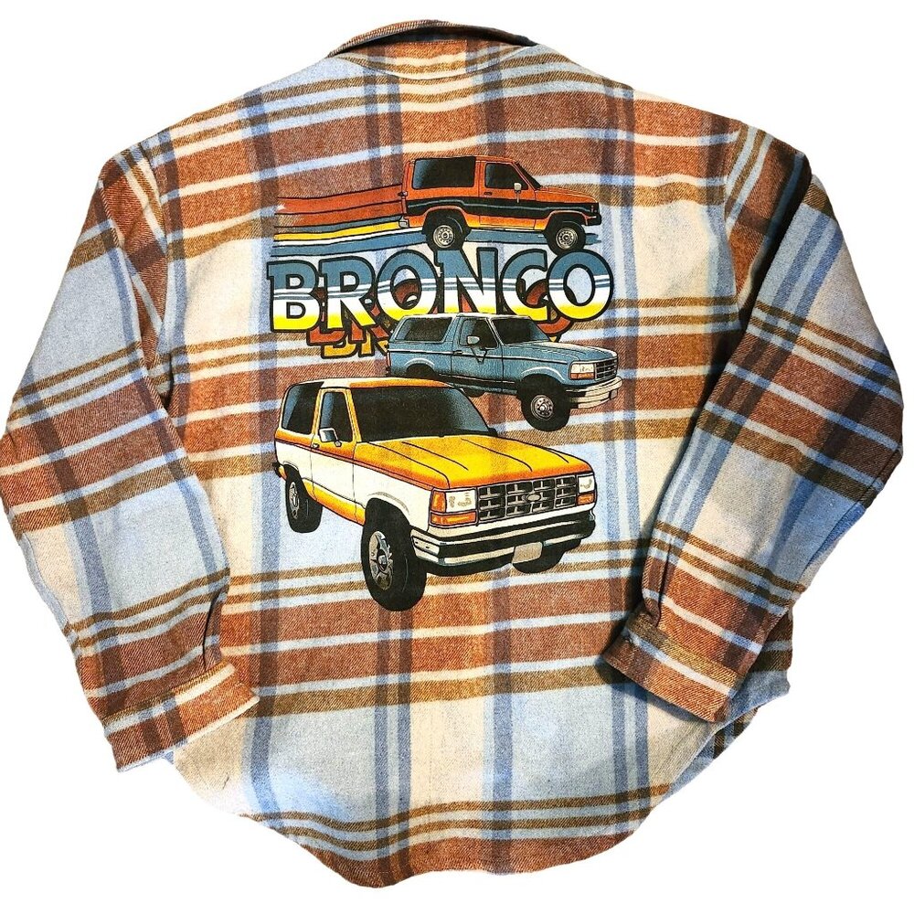 Small Ford Official Licensed Product Plaid Flannel Shirt with Bronco Truck Print